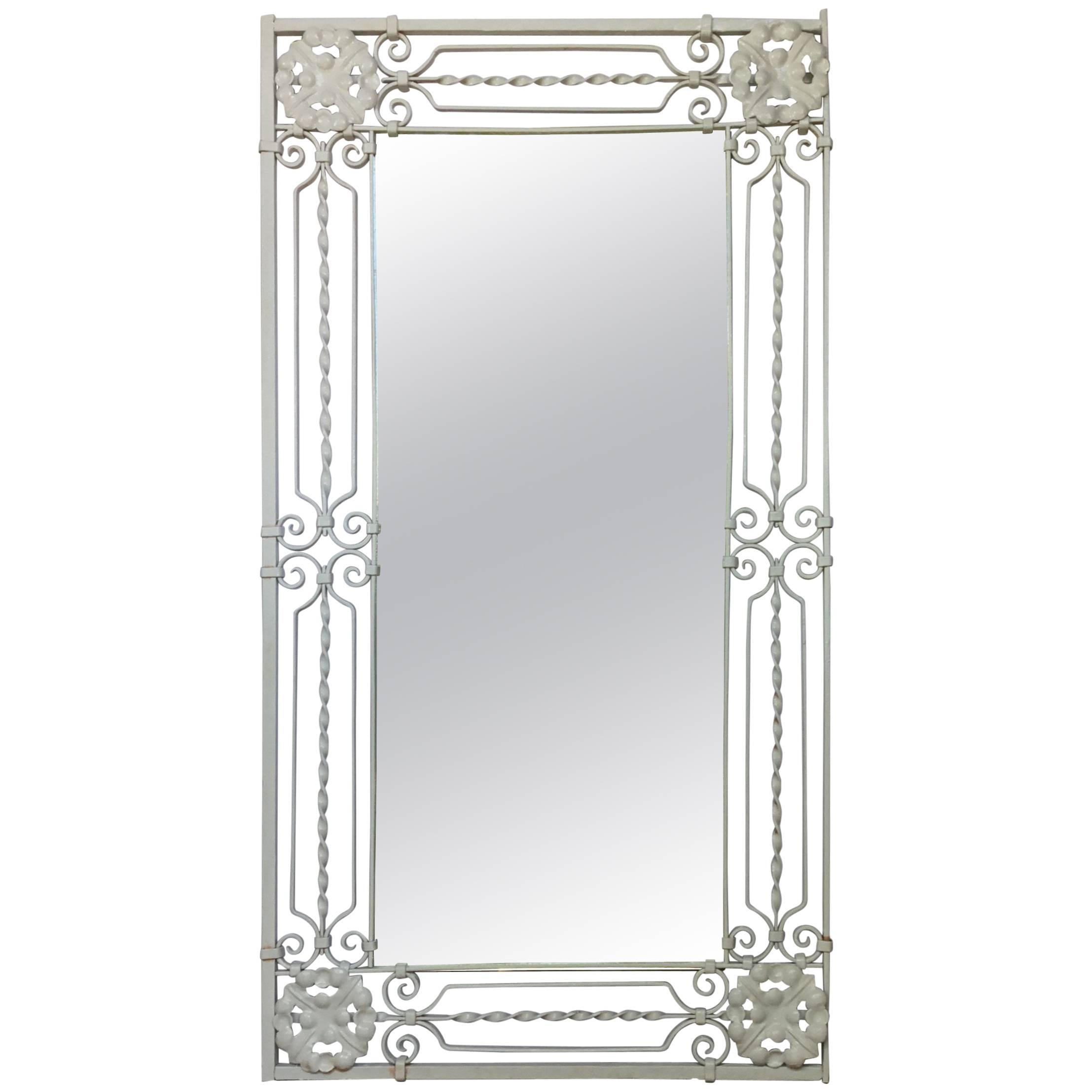 Elegant Hand Twisted Wrought Iron Mirror For Sale