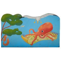 Naive Folk Art Painting Wall Panel Carnival Art Bed Headboard French Fun Fair