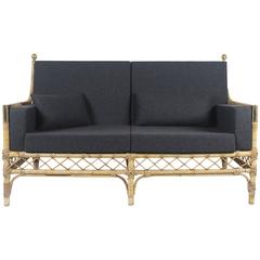 Sofa in Bamboo, Rattan and Golden Brass, 1960