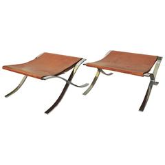 Pair of Ludwig Mies van der Rohe Barcelona Stools