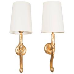 Pair of Gilded Bronze Sconces by Nicholas De Waël for Fondica, France, 1990s