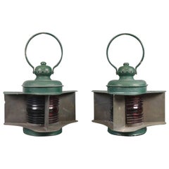 Vintage Matched Pair of Bow Lanterns by Perkins Marine