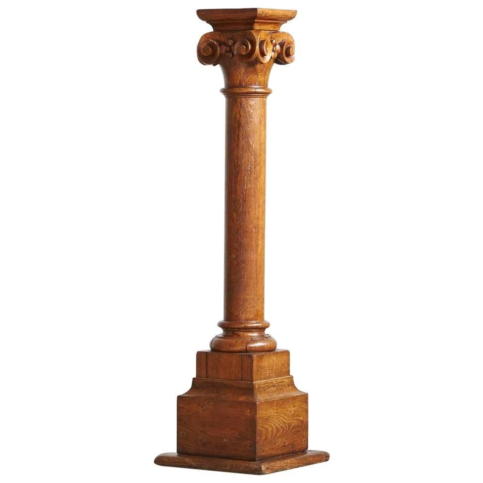 19th Century Oak Corinthian Style Column or Pedestal