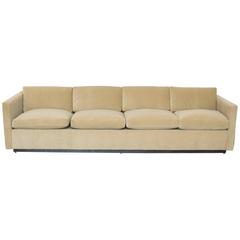 Four Seat Tuxedo Sofa Newly Upholstered in Donghia Mohair