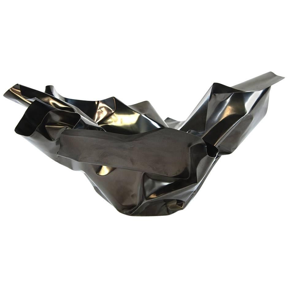 Paper Bowl 3, Made of Crumpled Brass Sheet, Handcrafted and Formed in Chicago For Sale