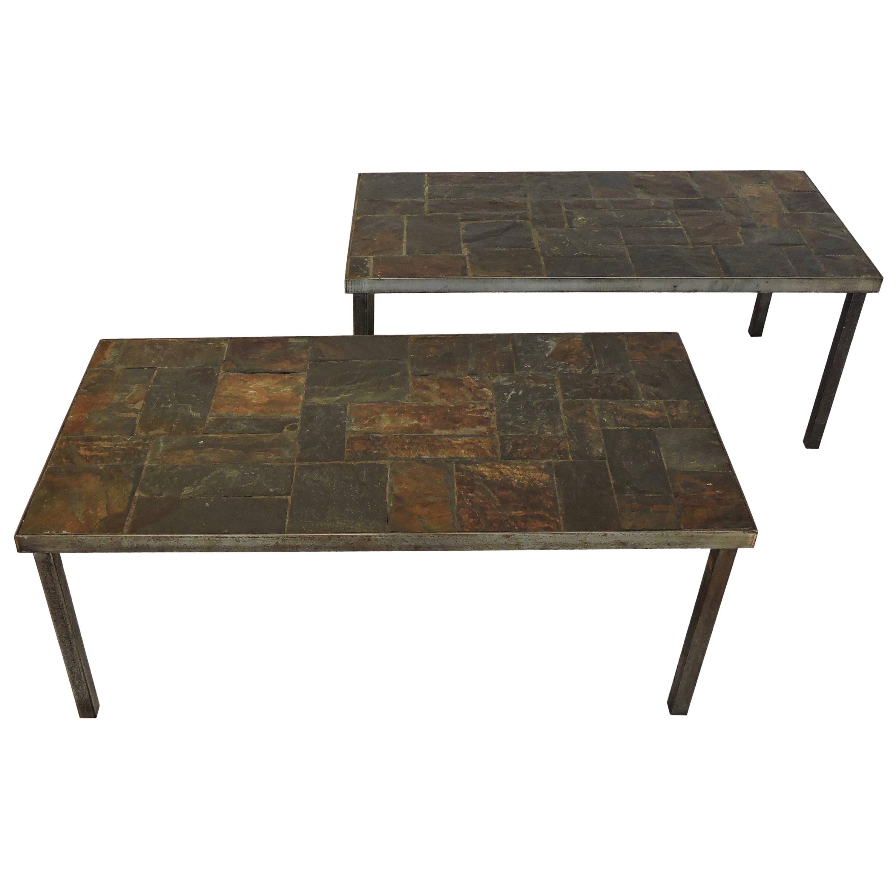 Pair of Lava Stone Coffee Tables