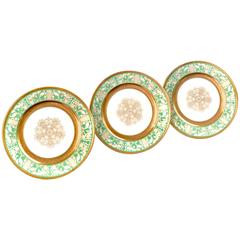 Apple Green and Gold Dinner Plates