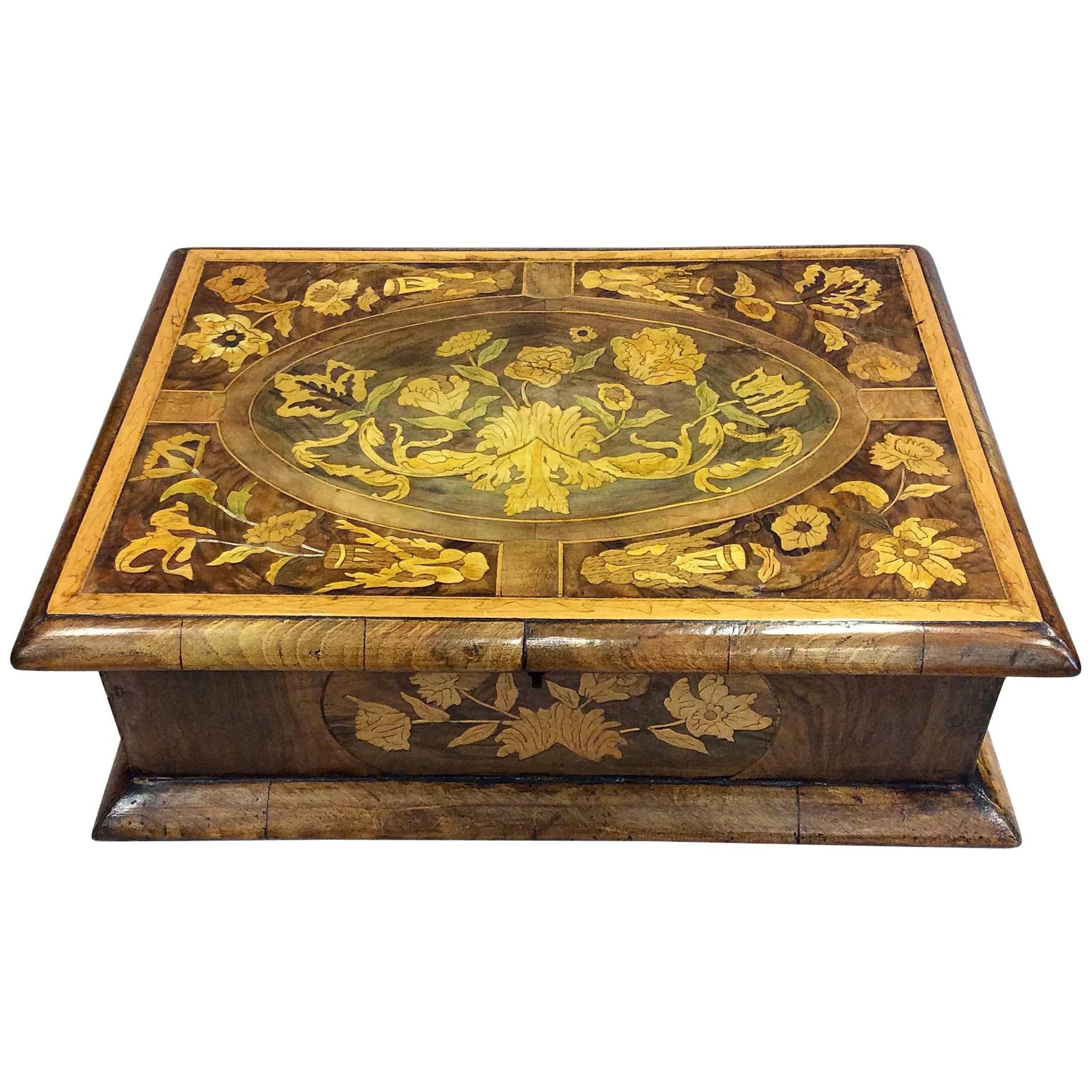 17th Century Floral Marquetry Box For Sale