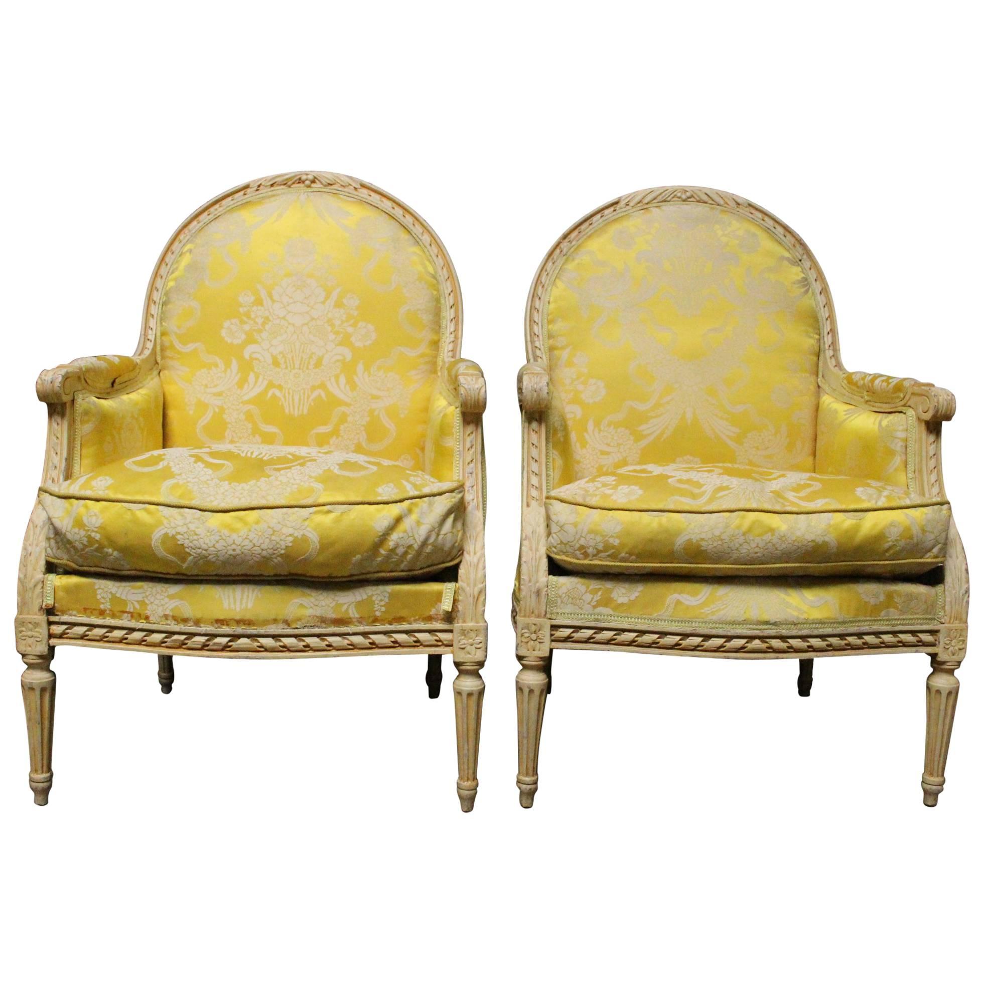 Very Large Pair of French Louis XVI Style Bergeres