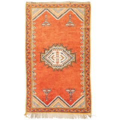 Vintage Moroccan Tribal Rug in Wool with Orange Background, 1950s