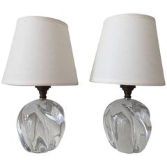 Vintage Pair of Daum Bedside Lamps