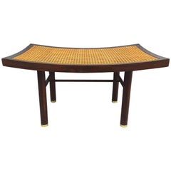 Sleek Modernist 1950s Michael Taylor Mahogany and Cane Bench