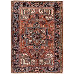 Gorgeously Contrasted Antique Heriz Rug