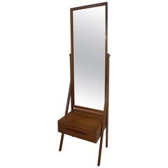 Gorgeous Arne Vodder One Drawer Standing Mirror, 1960s