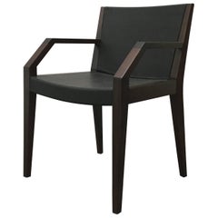 Contemporary Armchair in Exotic Wood and Wrapped Leather by Costantini, Giovanni