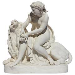 "Una et le lion" Figure en porcelaine biscuit de Minton