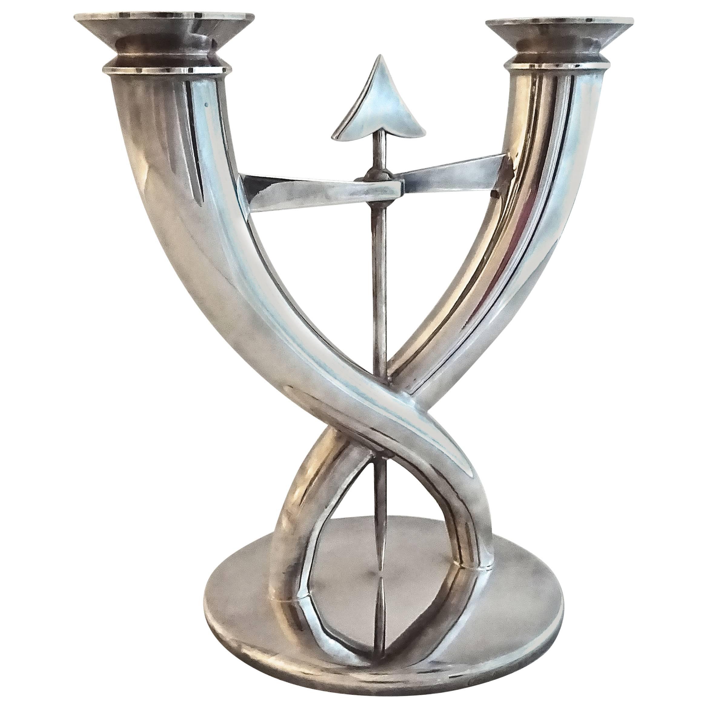 Italian Deco Gio Ponti Silver Plate Candelabra for Christofle