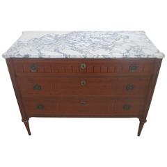 A Fine Louis XVI Style Parquetry Marble-Top Commode 2