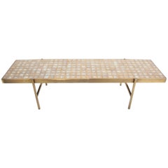 Edward Wormley for Dunbar Style Brass and Tiled Coffee Table