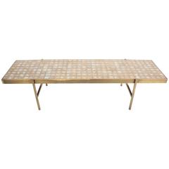 Edward Wormley for Dunbar Style Brass and Tiled Coffee Table 7