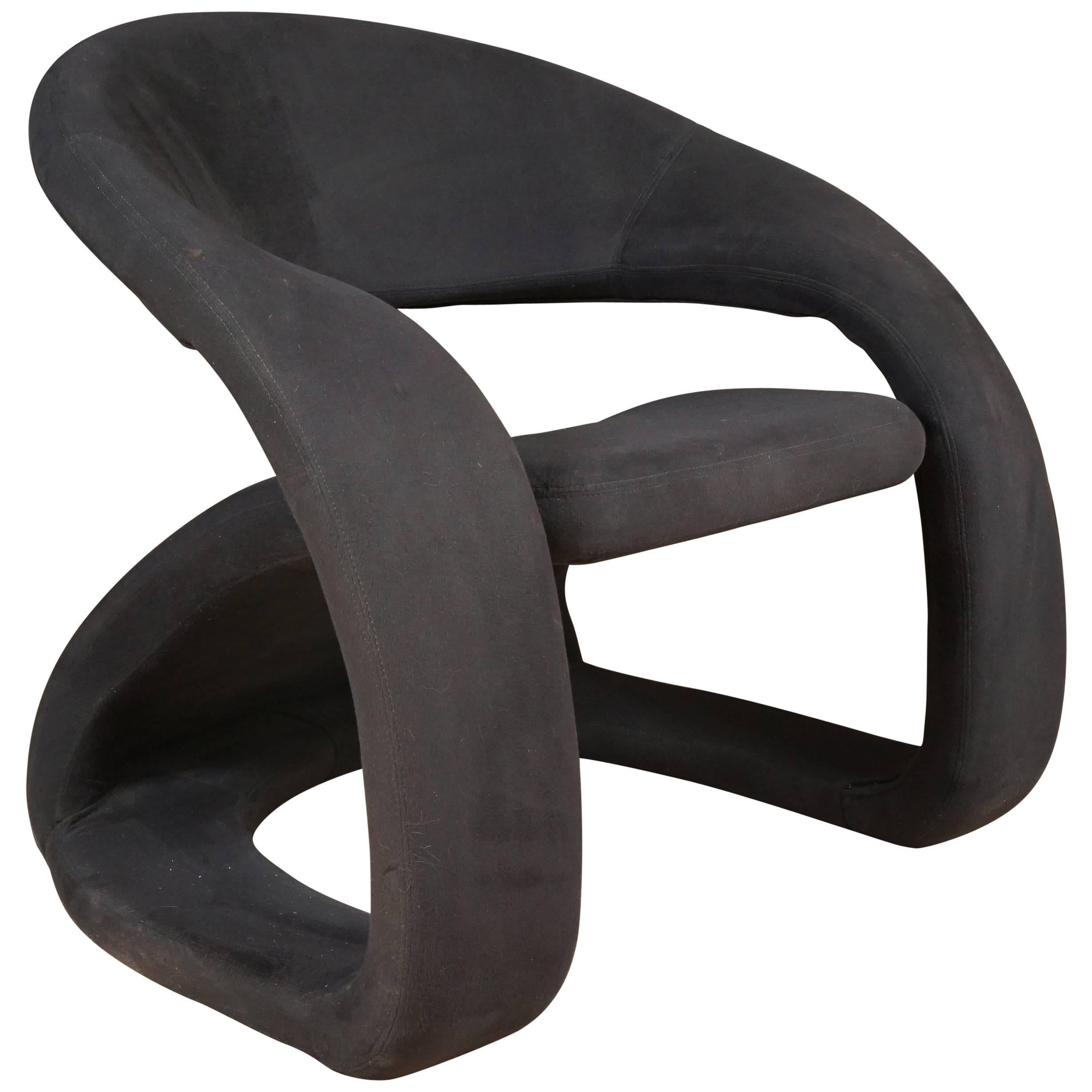 Curved Chair in Black For Sale