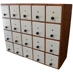Antique Late 19th Century, 20 Drawer Cupboard with Brass Numbers