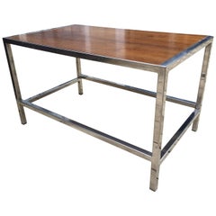 Dunbar Chrome and Walnut Occasional Table