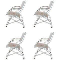 Set of Four Sculptural Mid-Century Moderne Iron Chairs
