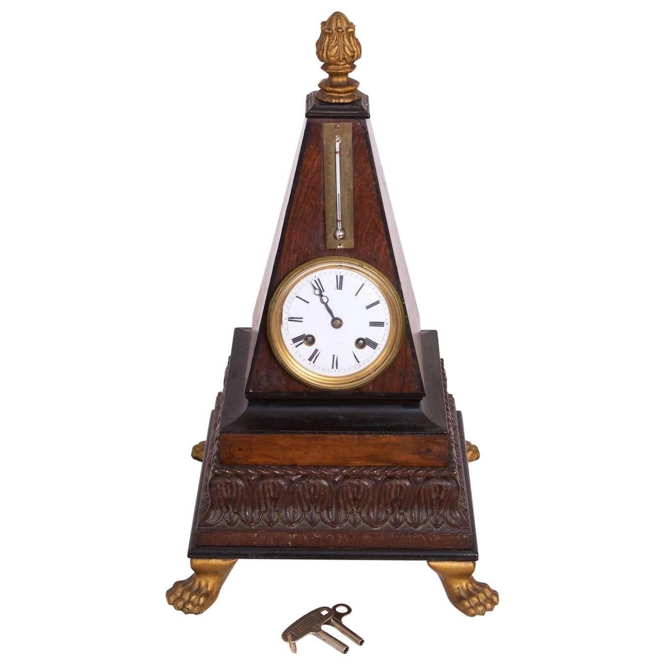 Tablewatch with Thermometer, Mahogany, Keys Available, circa 1830 For Sale