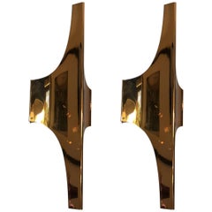 Pair of Golden 1970s Doria Space Age Wall Lights