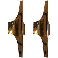 Pair of Golden 1970s Doria Space Age Wall Lights 11