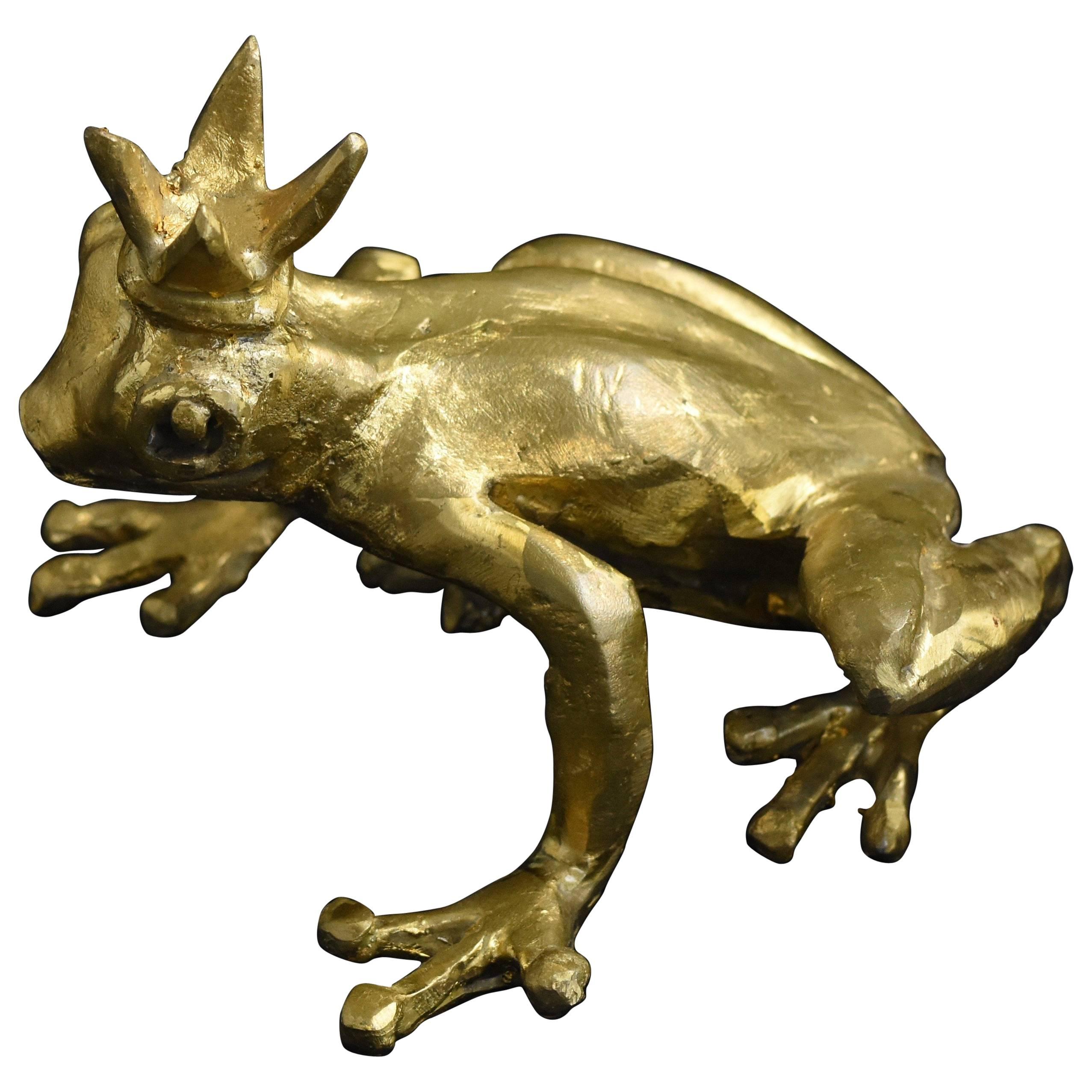 Bronze Crowned Prince Frog by Artist Paula Swinnen