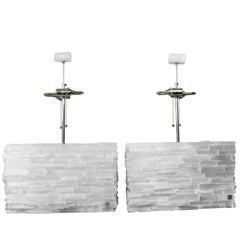 Selenite Large-Scale Rectangular Pair of Lamps