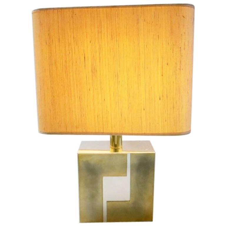 Graphical Brass and Chrome Lamp by Willy Rizzo, 1970s