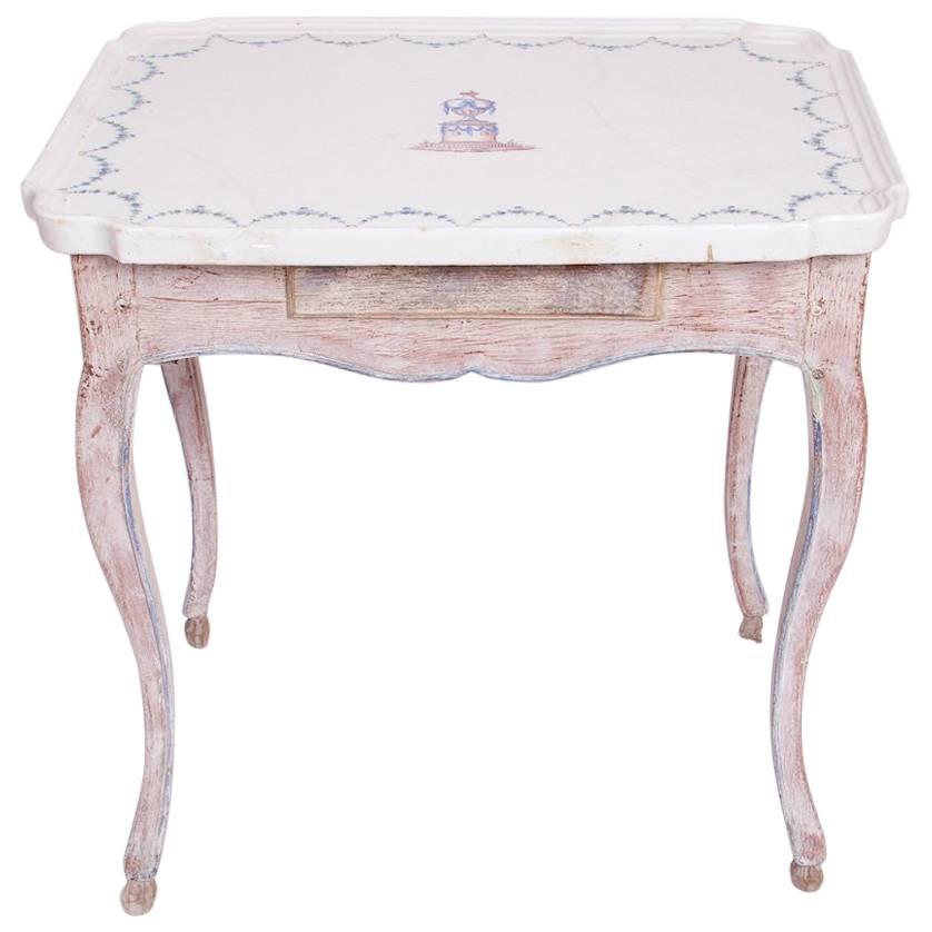 Table with Top Made of Faience, 18th Century, German For Sale