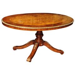 Mid-19th Century Period Ormolu Mounted Inlaid Oval Pollard Oak Breakfast Table