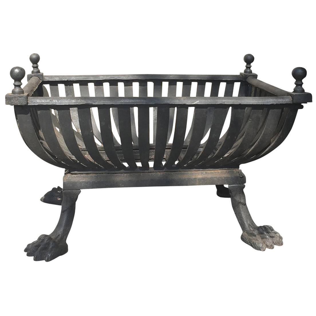 c.1900 Neoclassical Fire Grate with Claw Feet