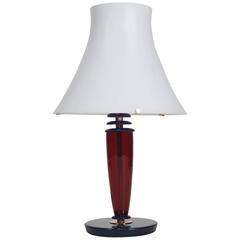 Mid-Century Italian All Glass Red and Blue Lamp