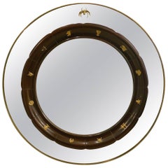 Circular Brass Framed Italian Mirror by Fratelli Marelli