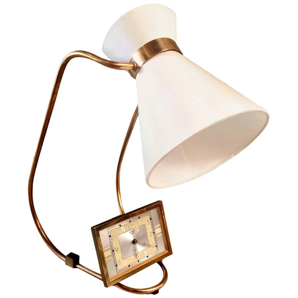 Pair of Art Deco Table Lamps / Clocks by Mofem at 1stDibs