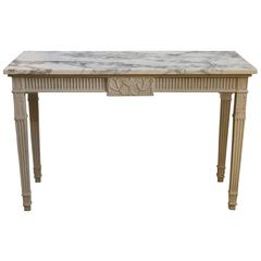 Marble-Top Neoclassical Console in Plaster Finish