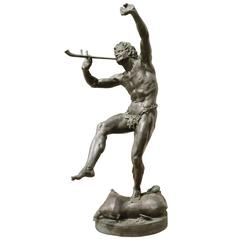 French Verdigris Bronze of the "Faune Dansant" after Lequesne Early 20th Century
