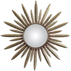 Mid-Century Italian Sunburst Mirror with Metal Frame