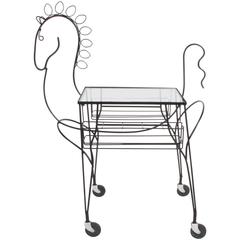 Whimsical Horse Rolling Serving Bar Cart by Frederick Weinberg