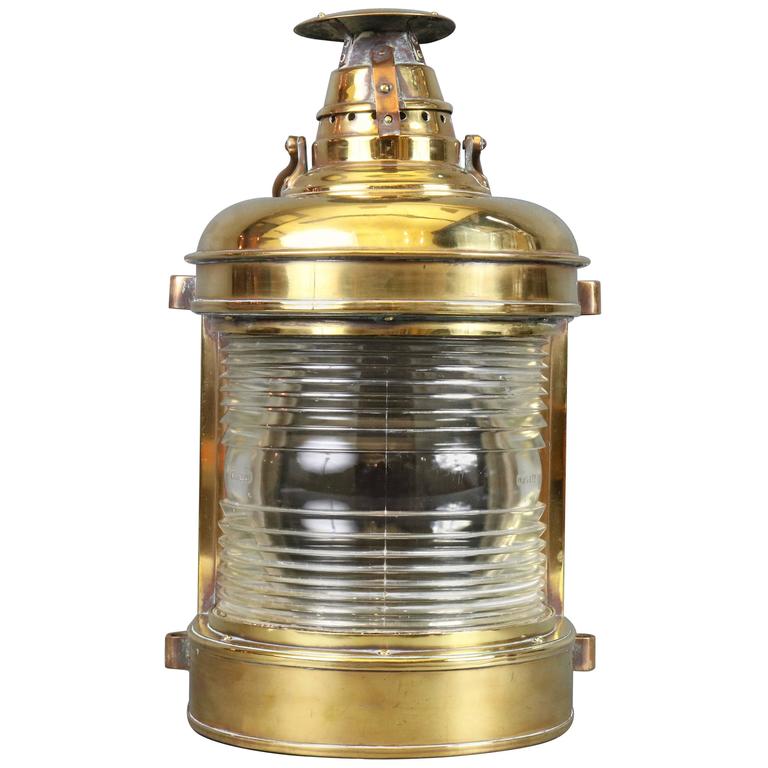 Outstanding Solid Brass Ship's Lantern For Sale at 1stDibs