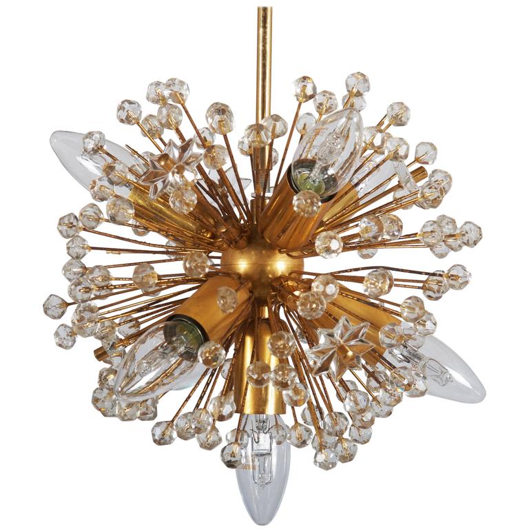 GoldPlated Sputnik Chandeliers Attributed to Emil Stejnar at 1stDibs