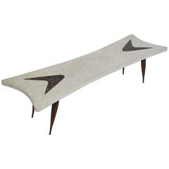 Stylized Italian Terrazzo Coffee Table with Brass Sabots