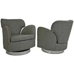 Pair of Swivel Milo Baughman Club Chairs