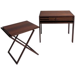 Set of Three Rosewood Tables Stored in Side Table, Illum Wikkelso Silkborg