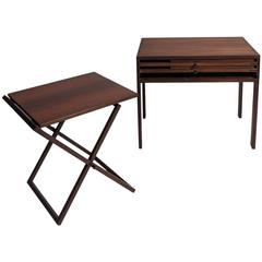Set of Three Rosewood Tables Stored in Side Table, Illum Wikkelso Silkborg 12
